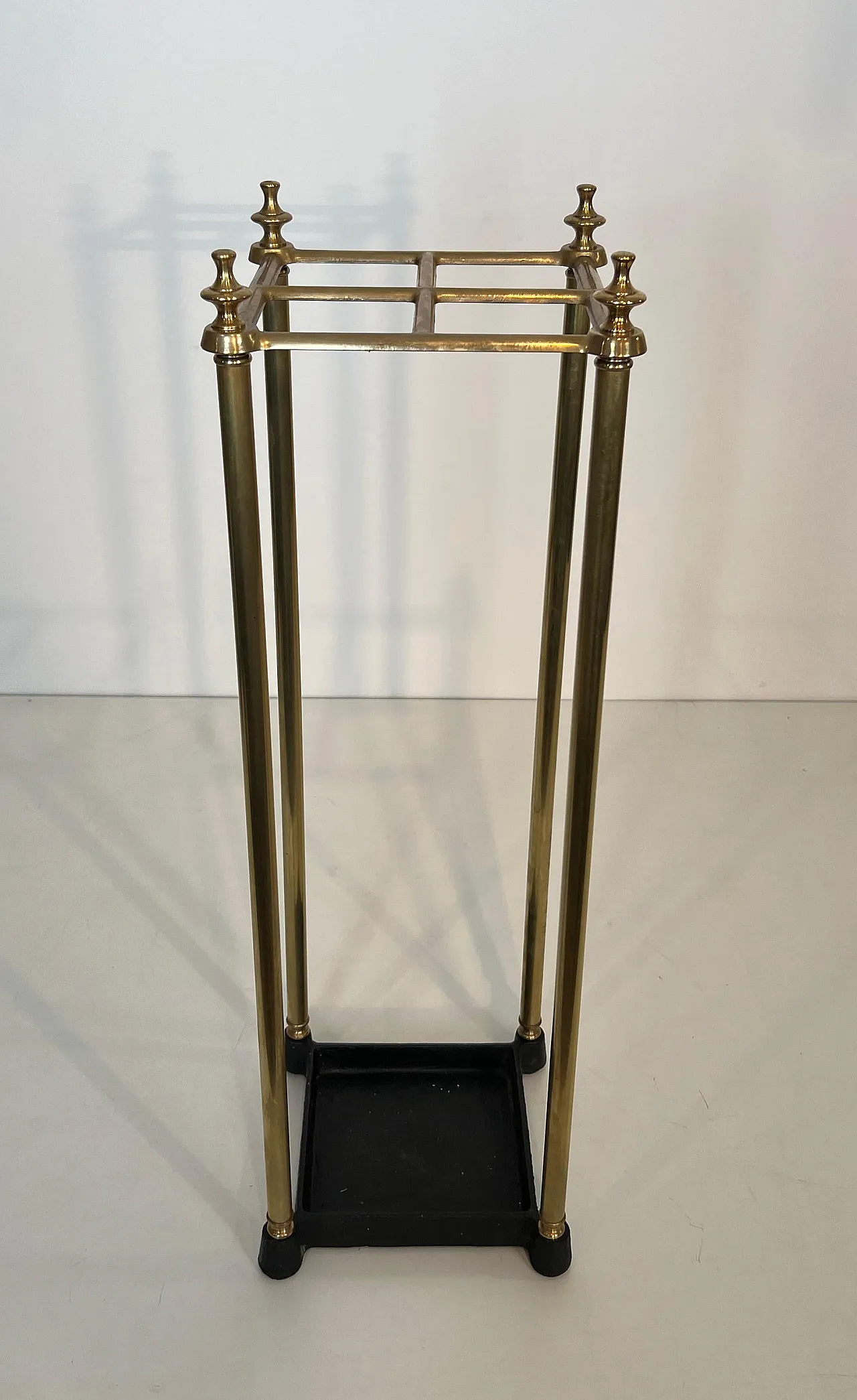 Square brass umbrella stand, early 20th century 2