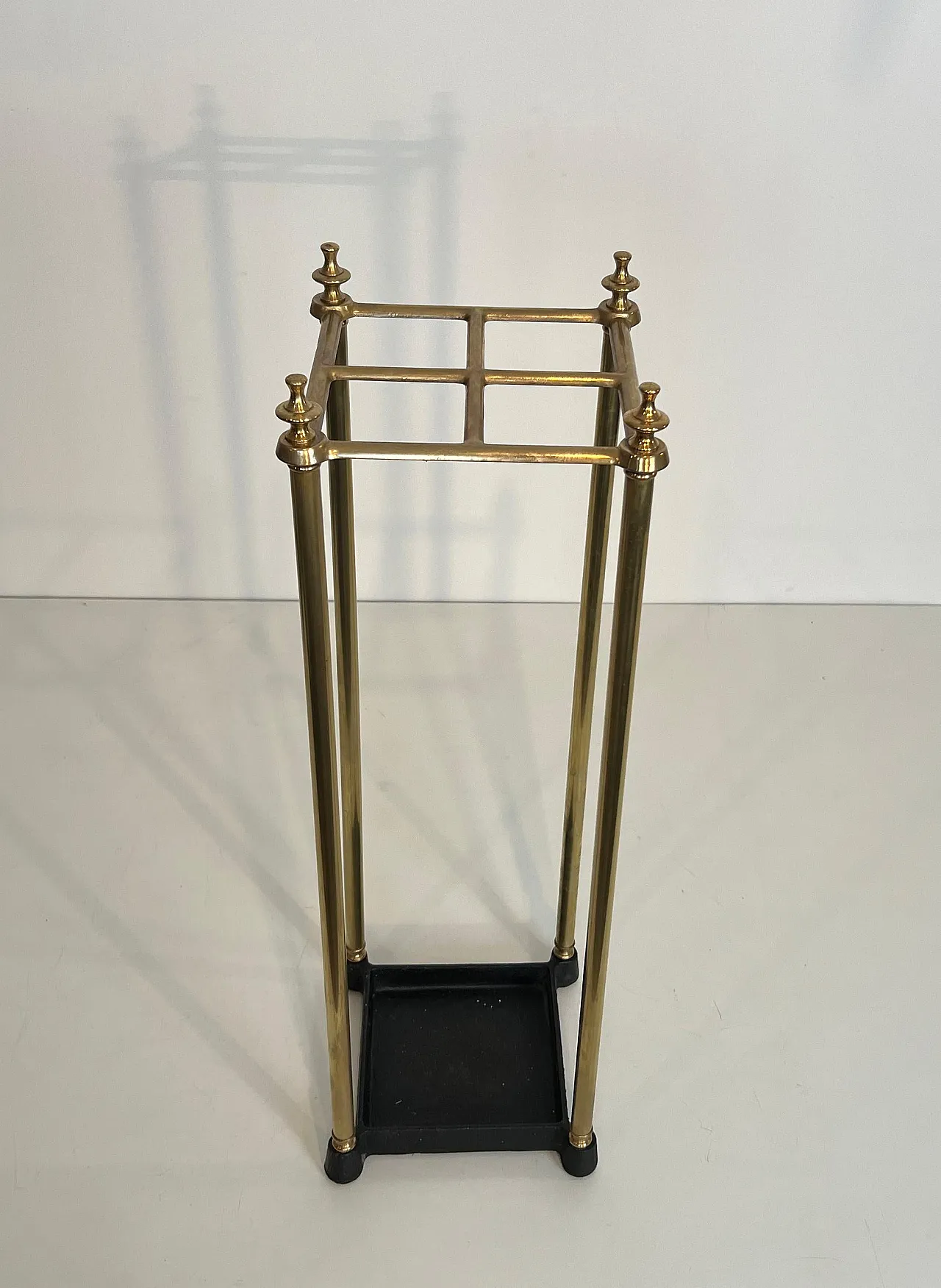 Square brass umbrella stand, early 20th century 3