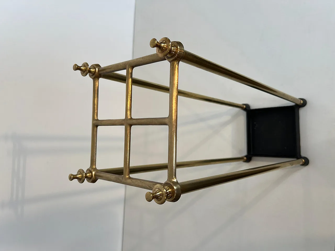 Square brass umbrella stand, early 20th century 5