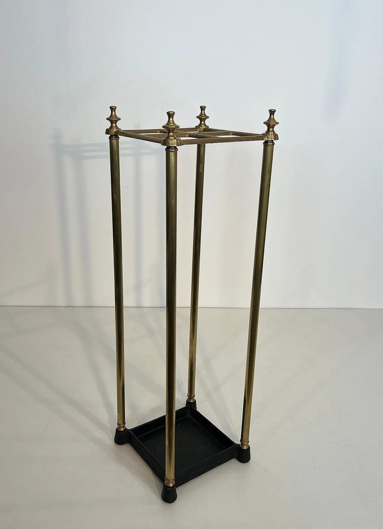 Square brass umbrella stand, early 20th century 10