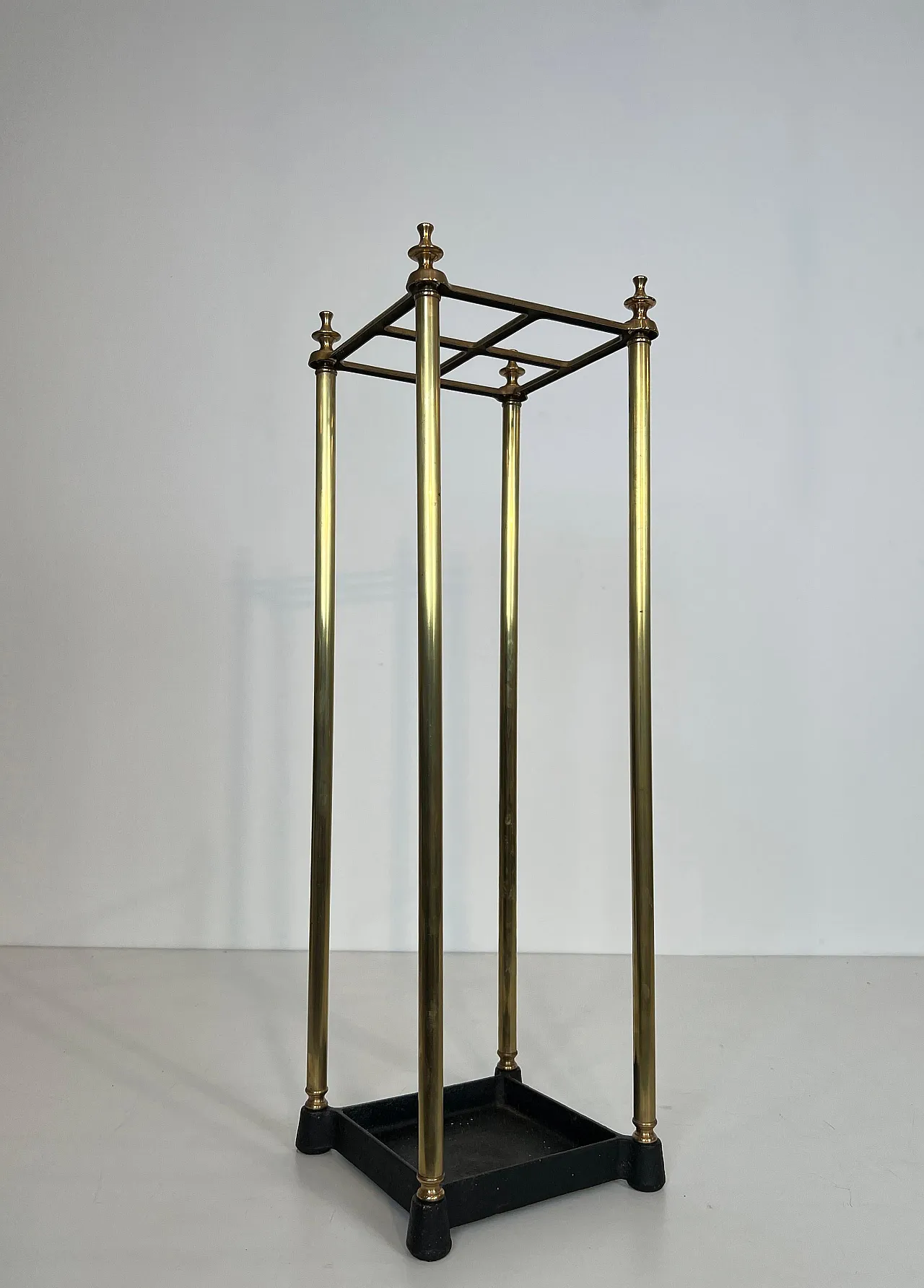 Square brass umbrella stand, early 20th century 11