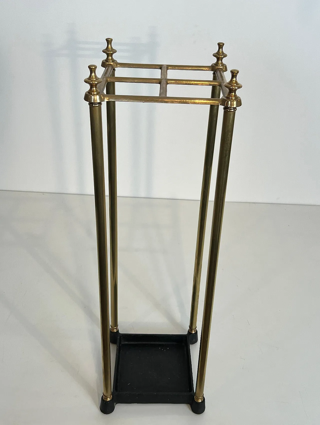 Square brass umbrella stand, early 20th century 12