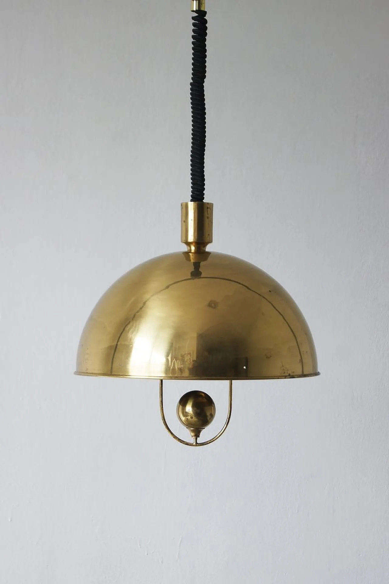 Lampada da soffitto in ottone di Florian Schulz, anni '70 2