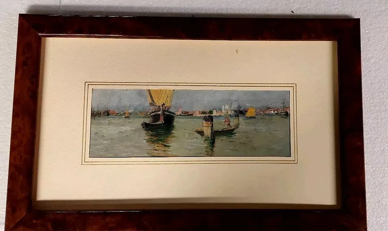 Venezia Marina, oil on panel, early 20th century 3