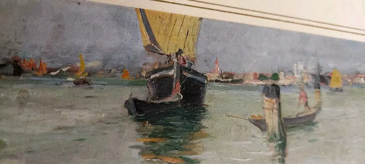 Venezia Marina, oil on panel, early 20th century 5