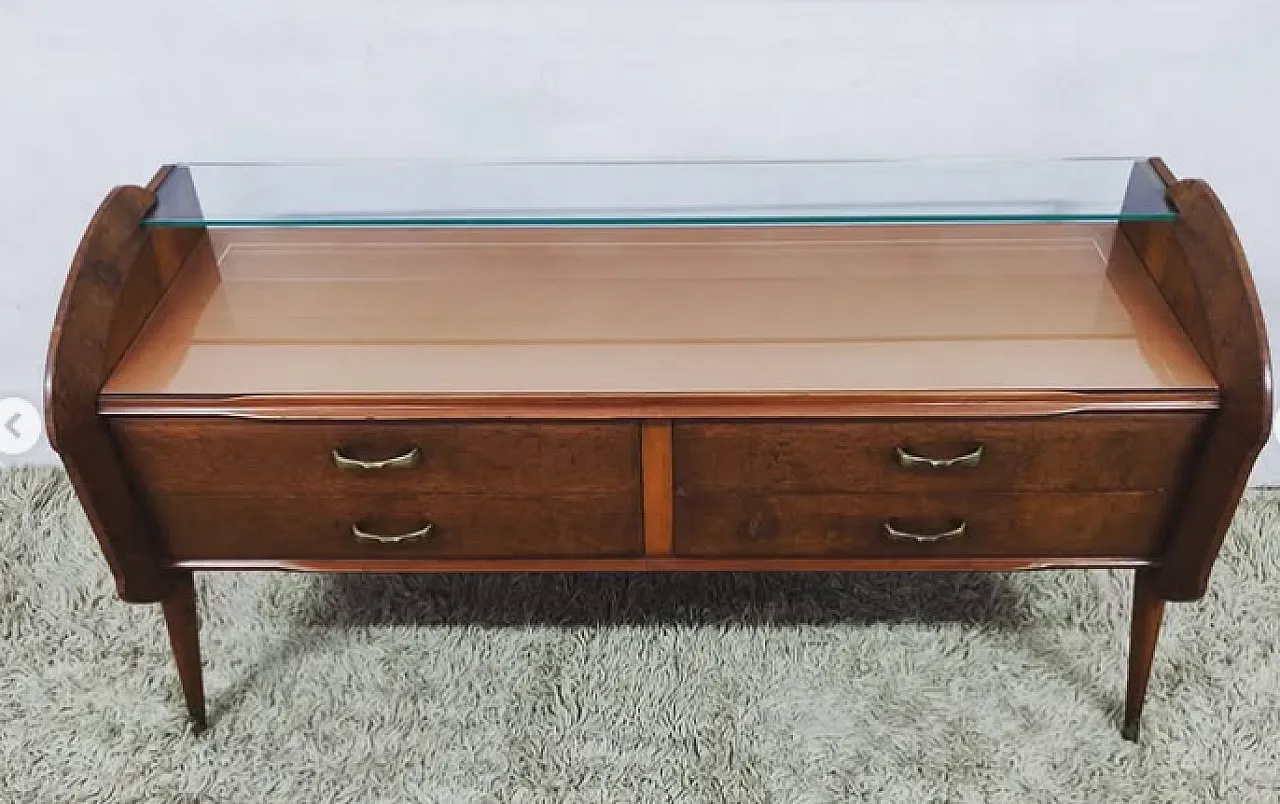 Chest of drawers in briarwood and glass, 1950s 2