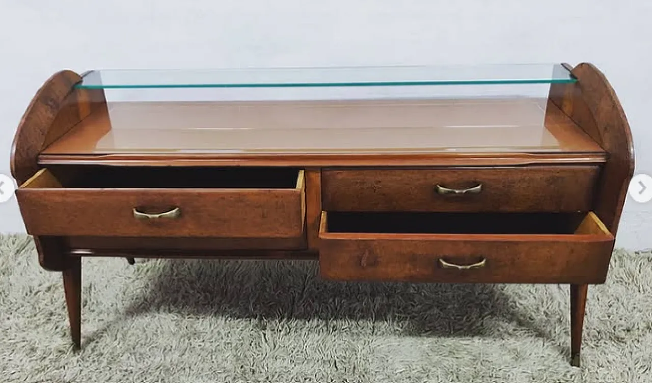 Chest of drawers in briarwood and glass, 1950s 3