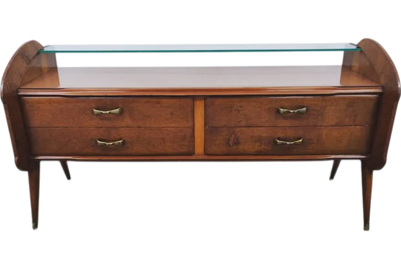 Chest of drawers in briarwood and glass, 1950s 5