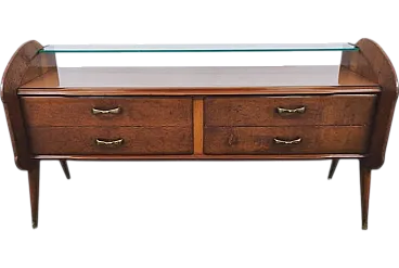 Chest of drawers in briarwood and glass, 1950s