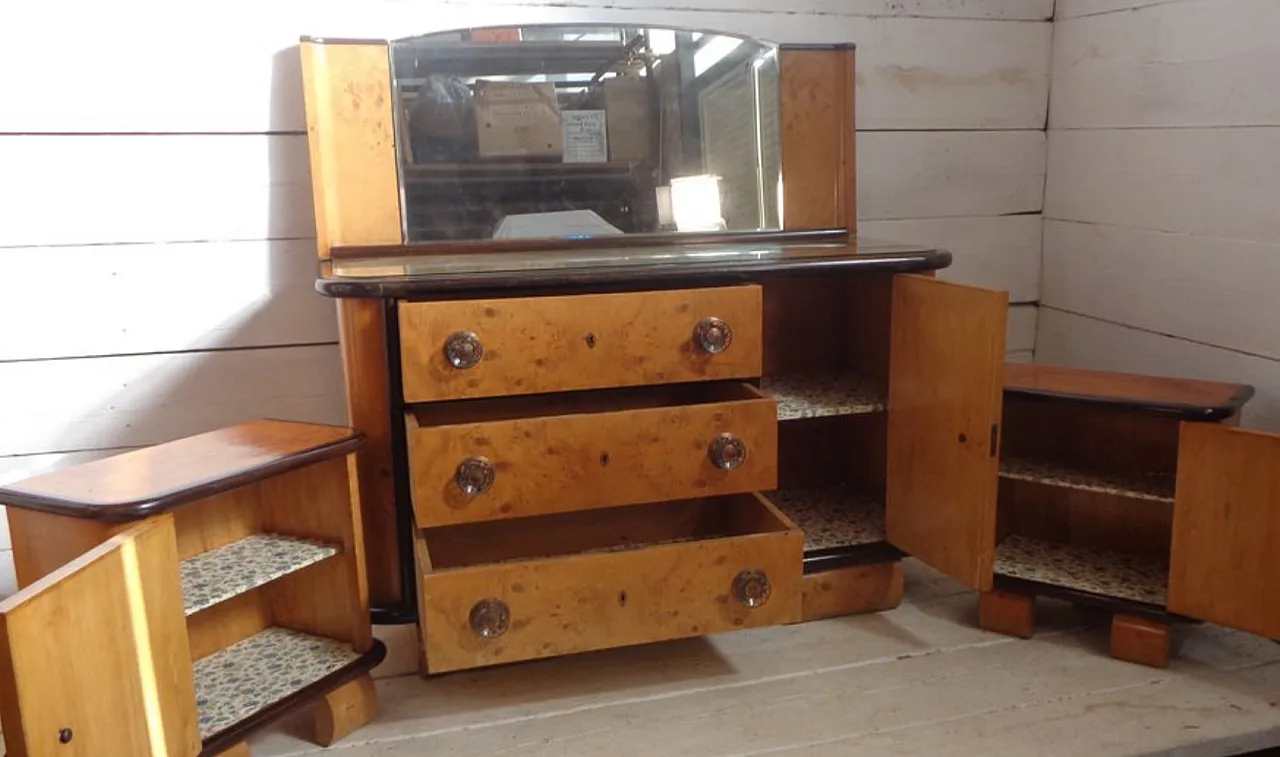 Art Déco bedside tables in style by Osvaldo Borsani, 1940s, set of 2 4