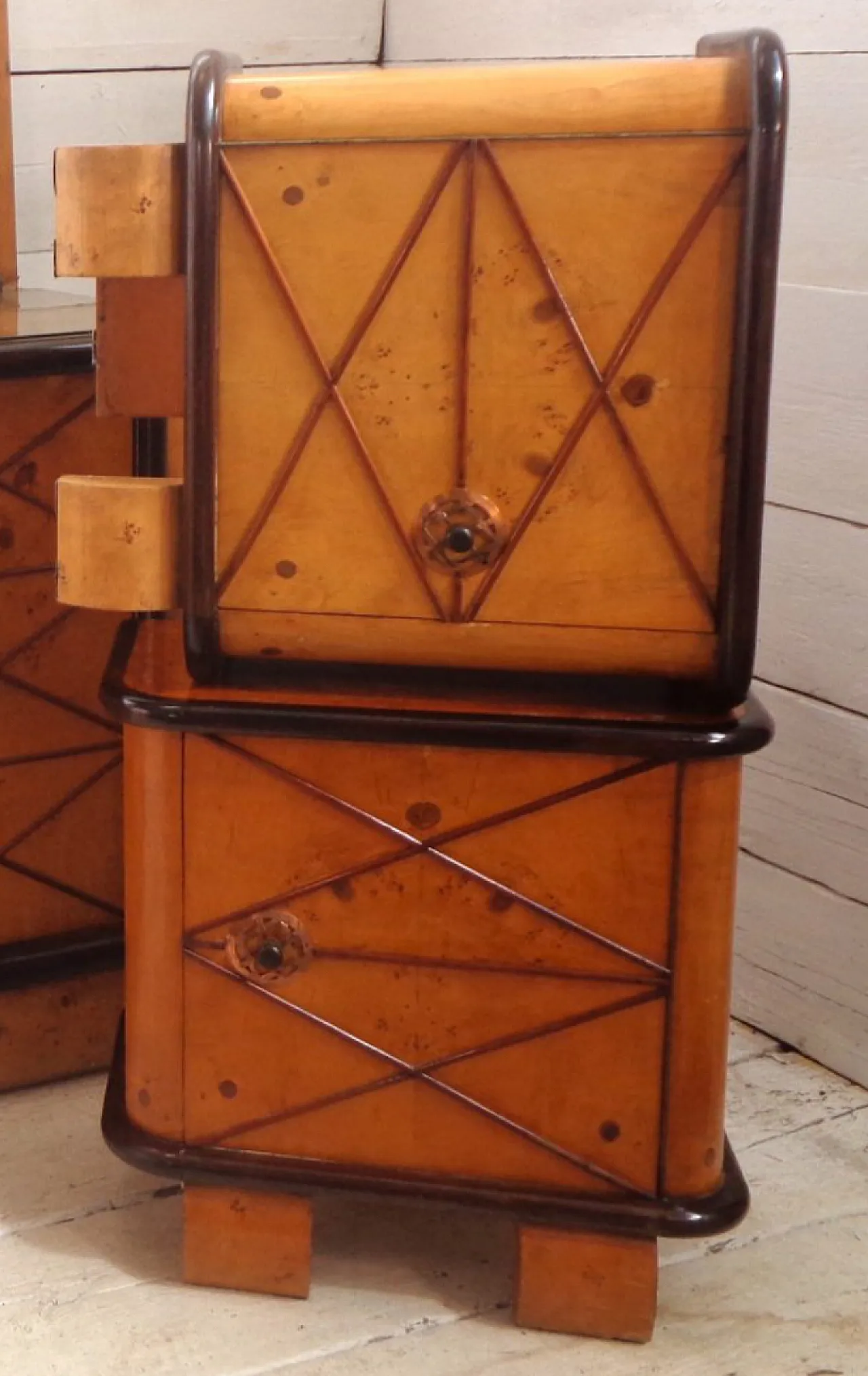 Art Déco bedside tables in style by Osvaldo Borsani, 1940s, set of 2 8