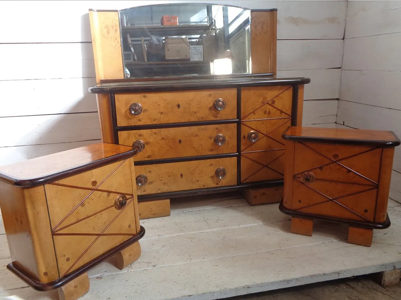 Art Déco bedside tables in style by Osvaldo Borsani, 1940s, set of 2 9