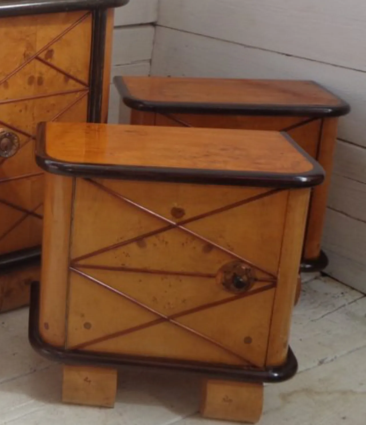 Art Déco bedside tables in style by Osvaldo Borsani, 1940s, set of 2 13