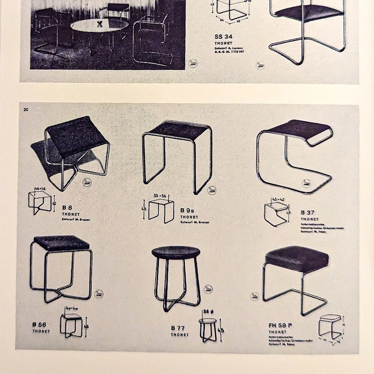 Early B 9 Bauhaus canteen stool by Marcel Breuer, 1930s 15