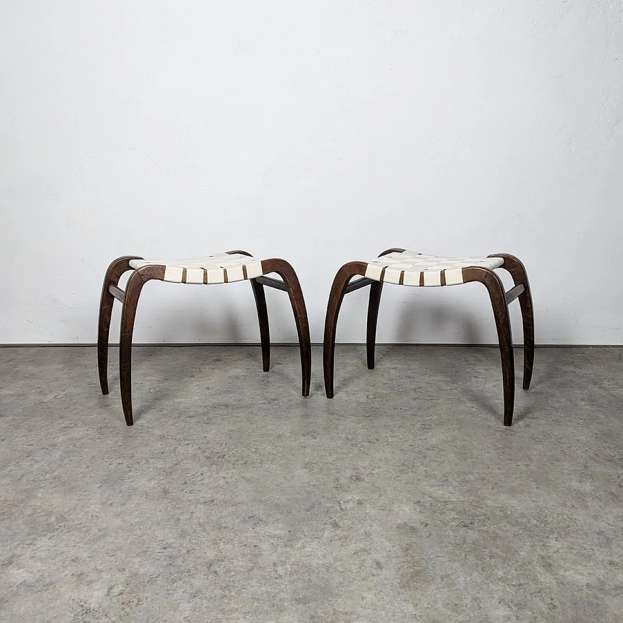 Pair of stools by Ladislav Bartoníček for Krásná Jizba, 1940s 3