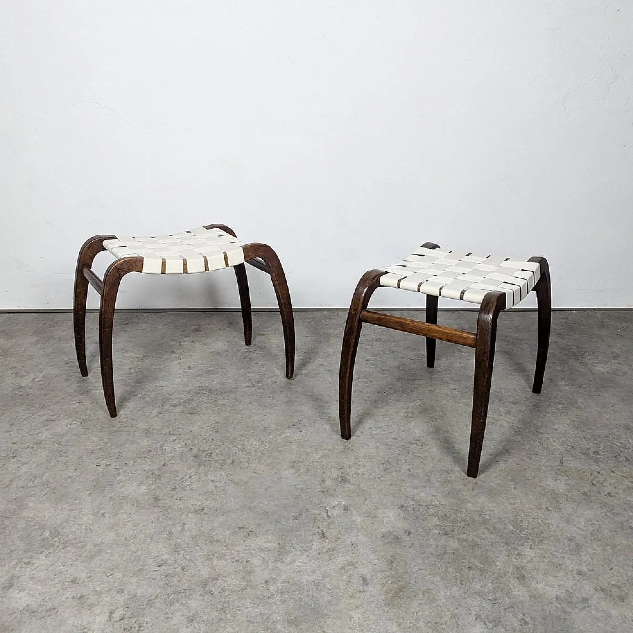 Pair of stools by Ladislav Bartoníček for Krásná Jizba, 1940s 4