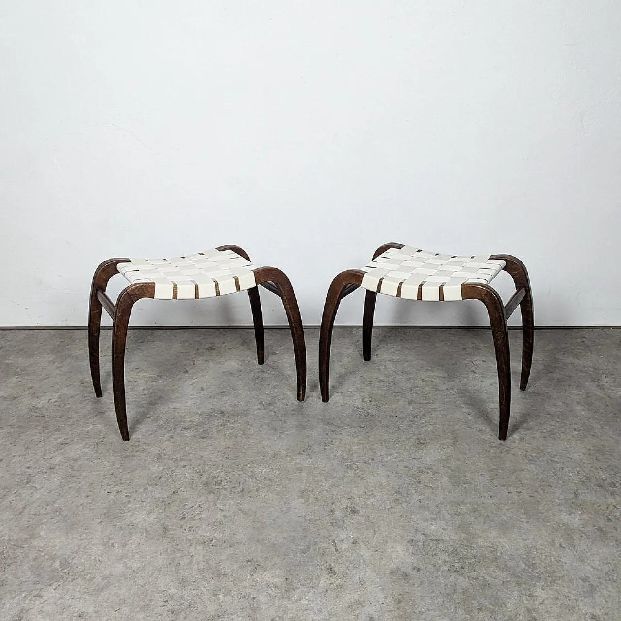 Pair of stools by Ladislav Bartoníček for Krásná Jizba, 1940s 5