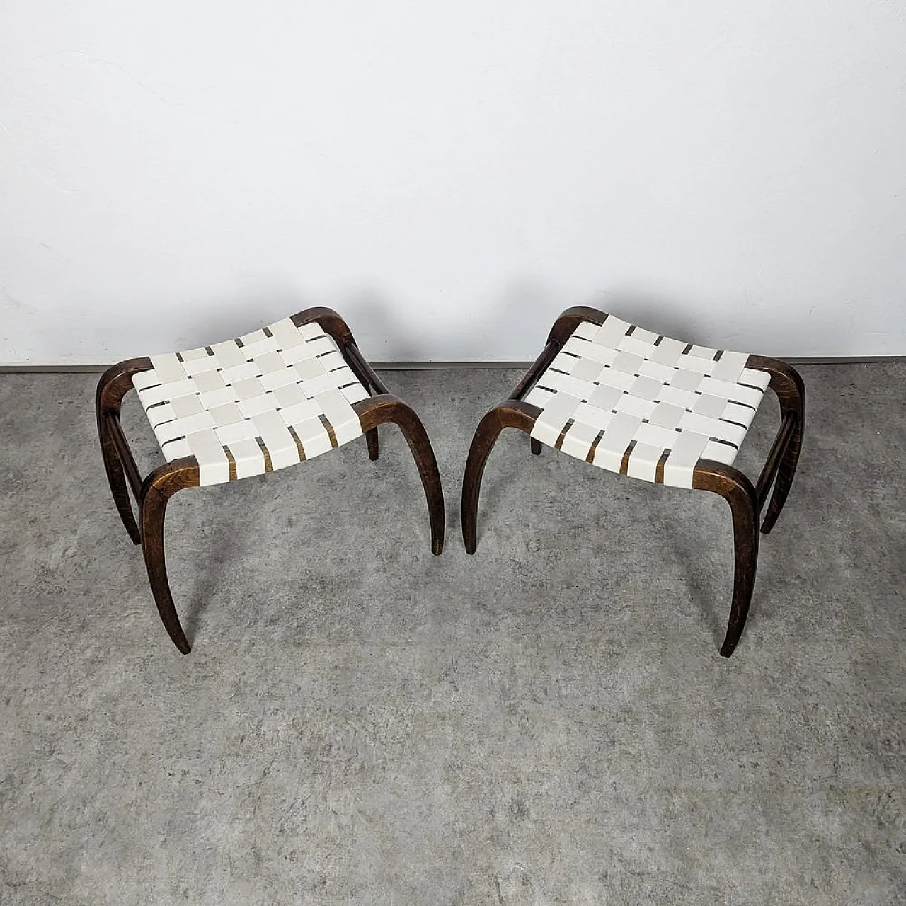 Pair of stools by Ladislav Bartoníček for Krásná Jizba, 1940s 6