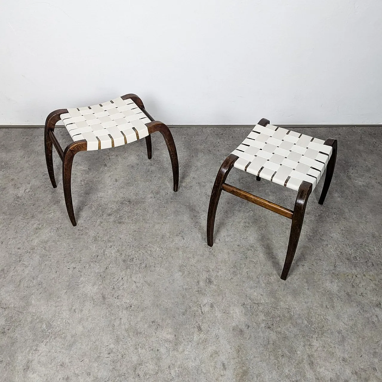 Pair of stools by Ladislav Bartoníček for Krásná Jizba, 1940s 7