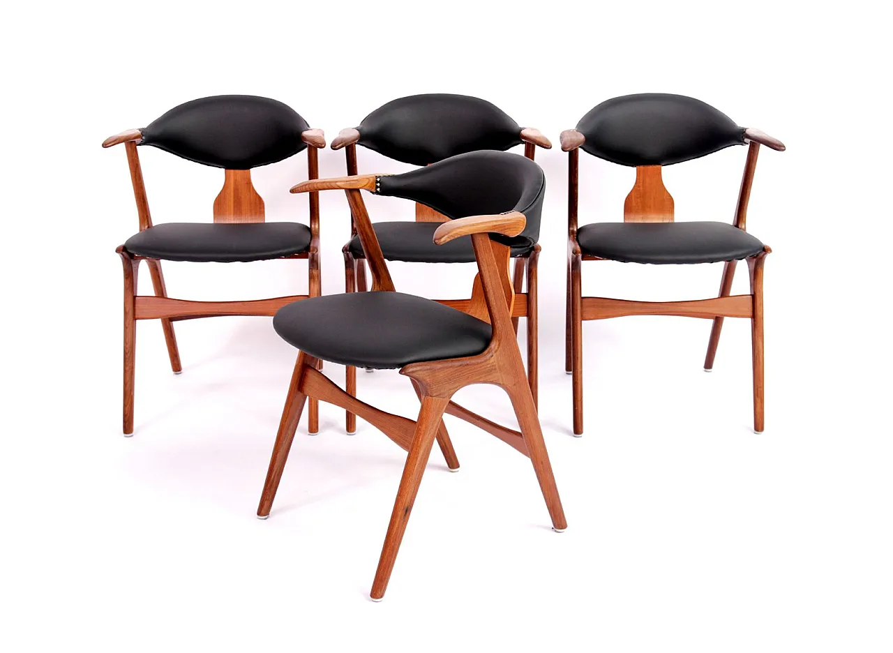 4 Dining Chairs attributed to Louis Van Teeffelen for Wébé, 1960s 1