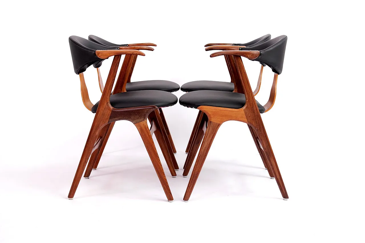 4 Dining Chairs attributed to Louis Van Teeffelen for Wébé, 1960s 2