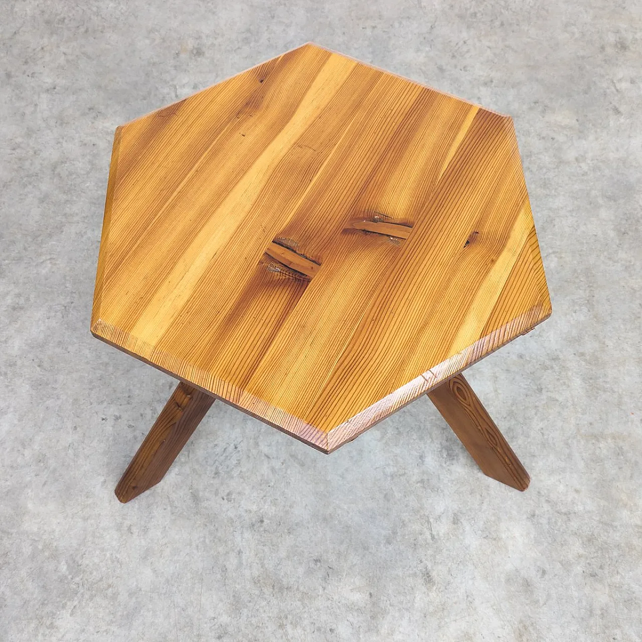 Brutalist pine coffee table, 1970s 6