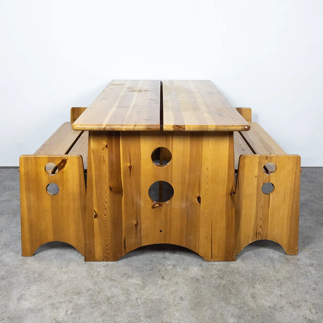 Pine dining set by Gilbert Marklund for Furusnickarn Ab, 1970s 1