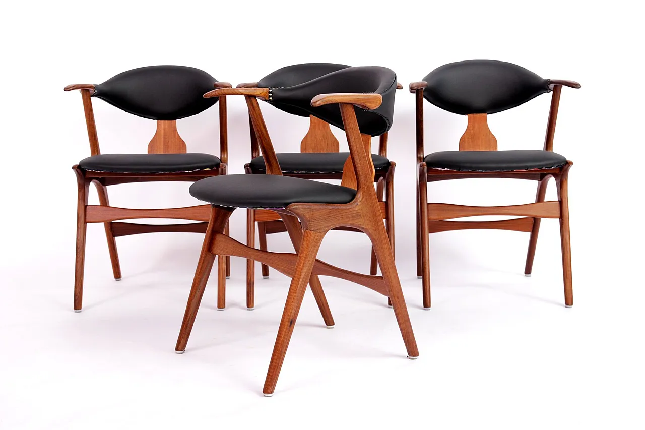 4 Dining Chairs attributed to Louis Van Teeffelen for Wébé, 1960s 12