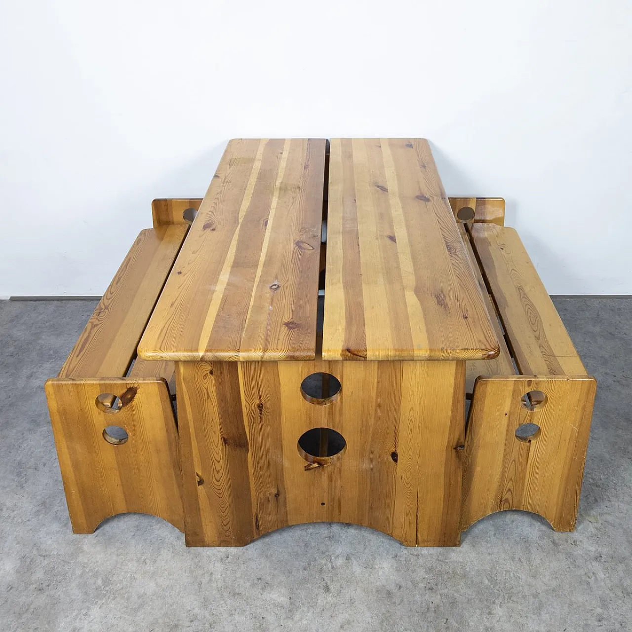 Pine dining set by Gilbert Marklund for Furusnickarn Ab, 1970s 2