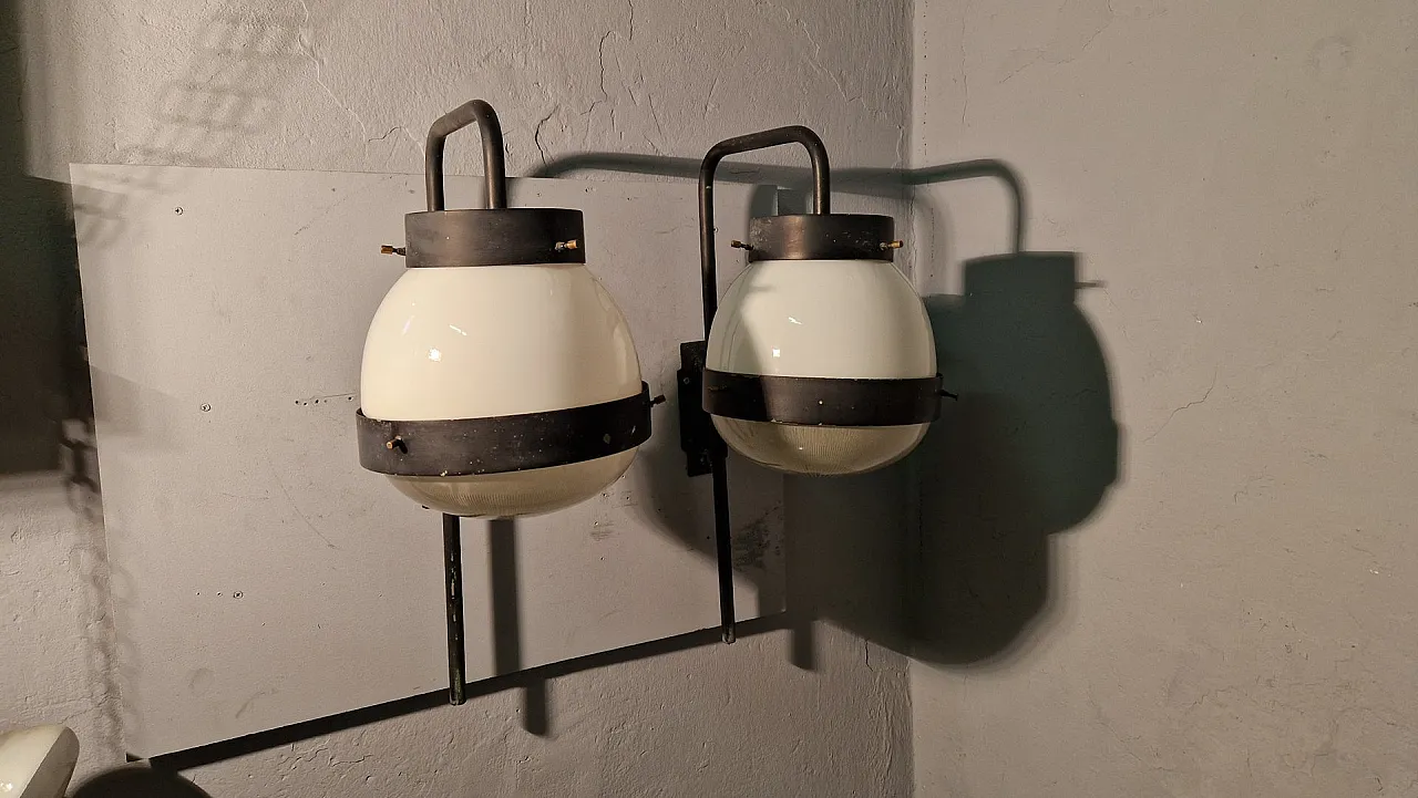 Pair of Delta wall lamps by Sergio Mazza for Artemide, 1960s 6