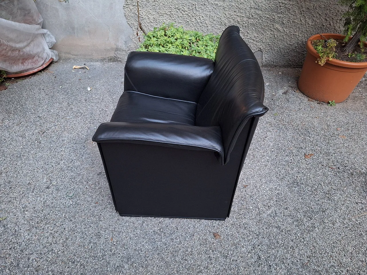 Tobia Scarpa Caramel Lauriana armchair with pouf for B&B, 1970s 11