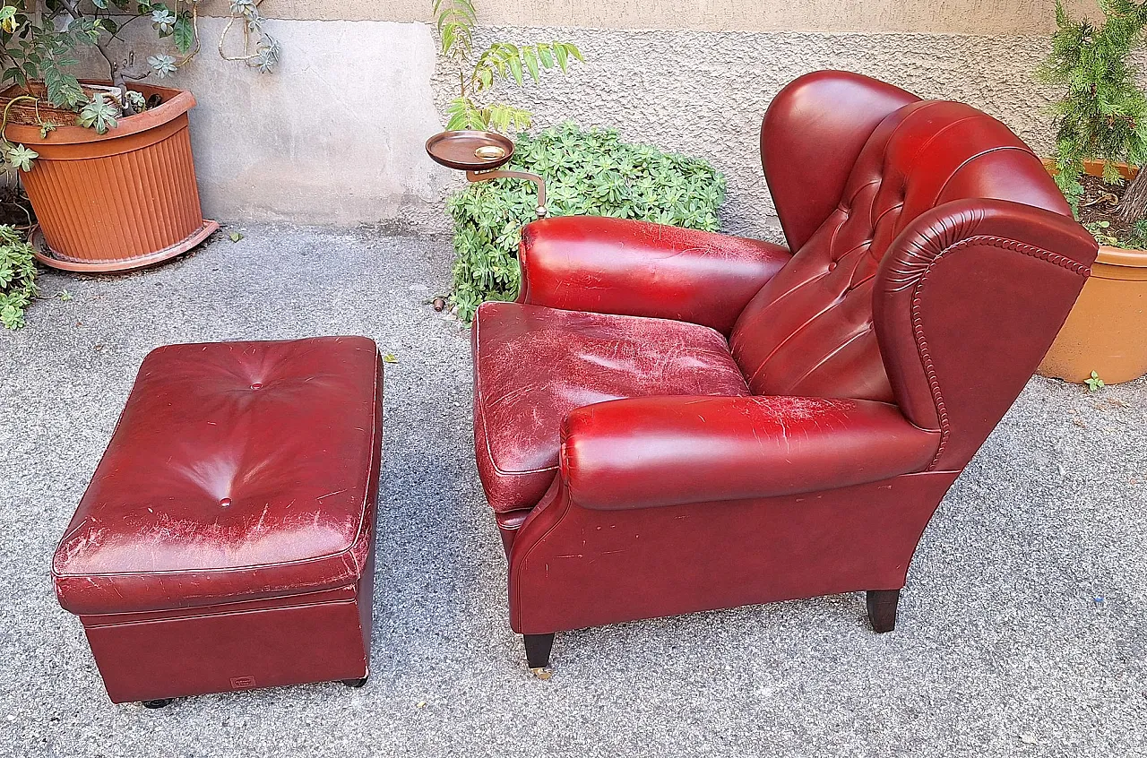 Armchair with pouf and ashtray by Frau for Poltrona Frau, 1980s 2