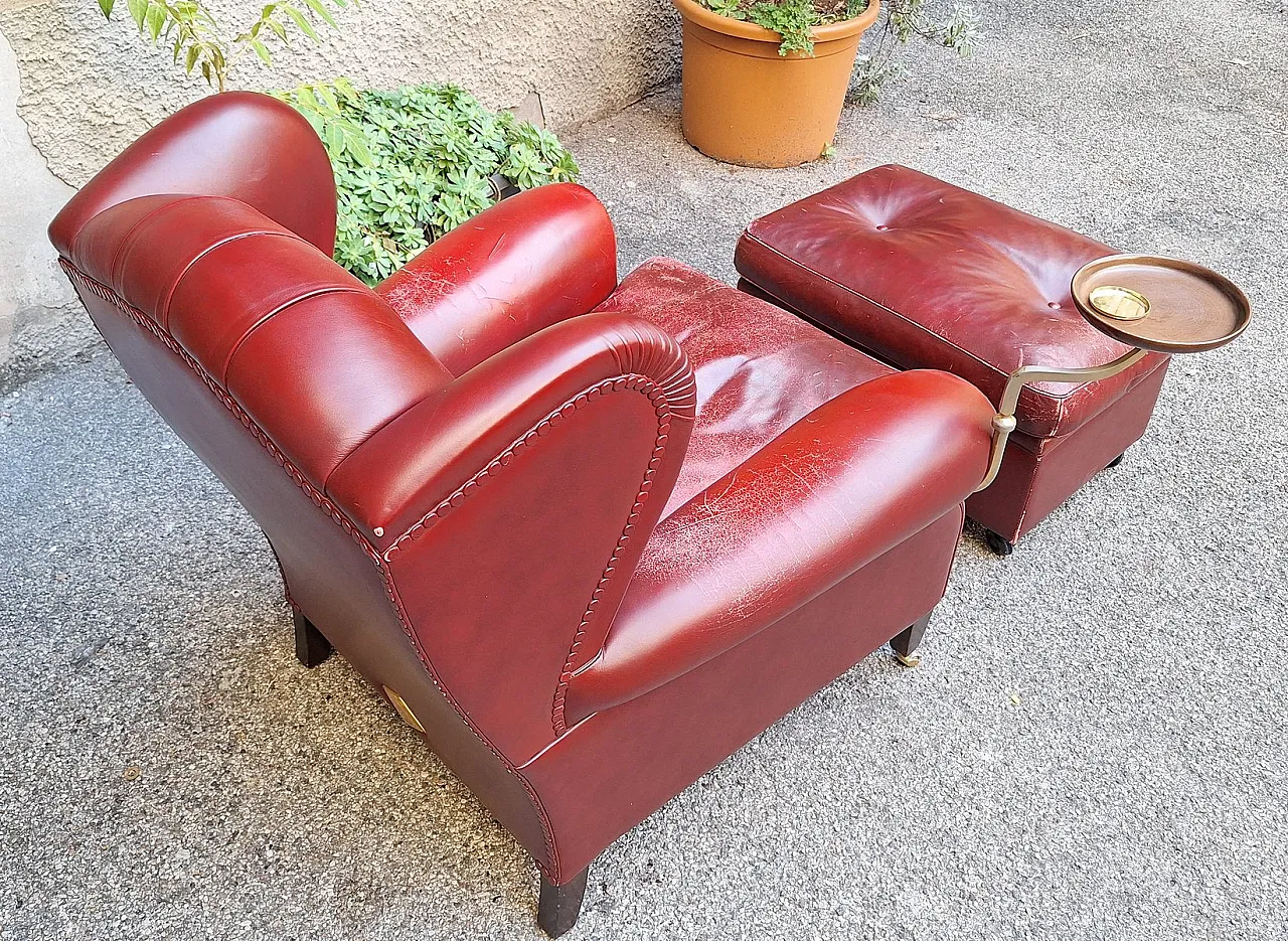 Armchair with pouf and ashtray by Frau for Poltrona Frau, 1980s 3