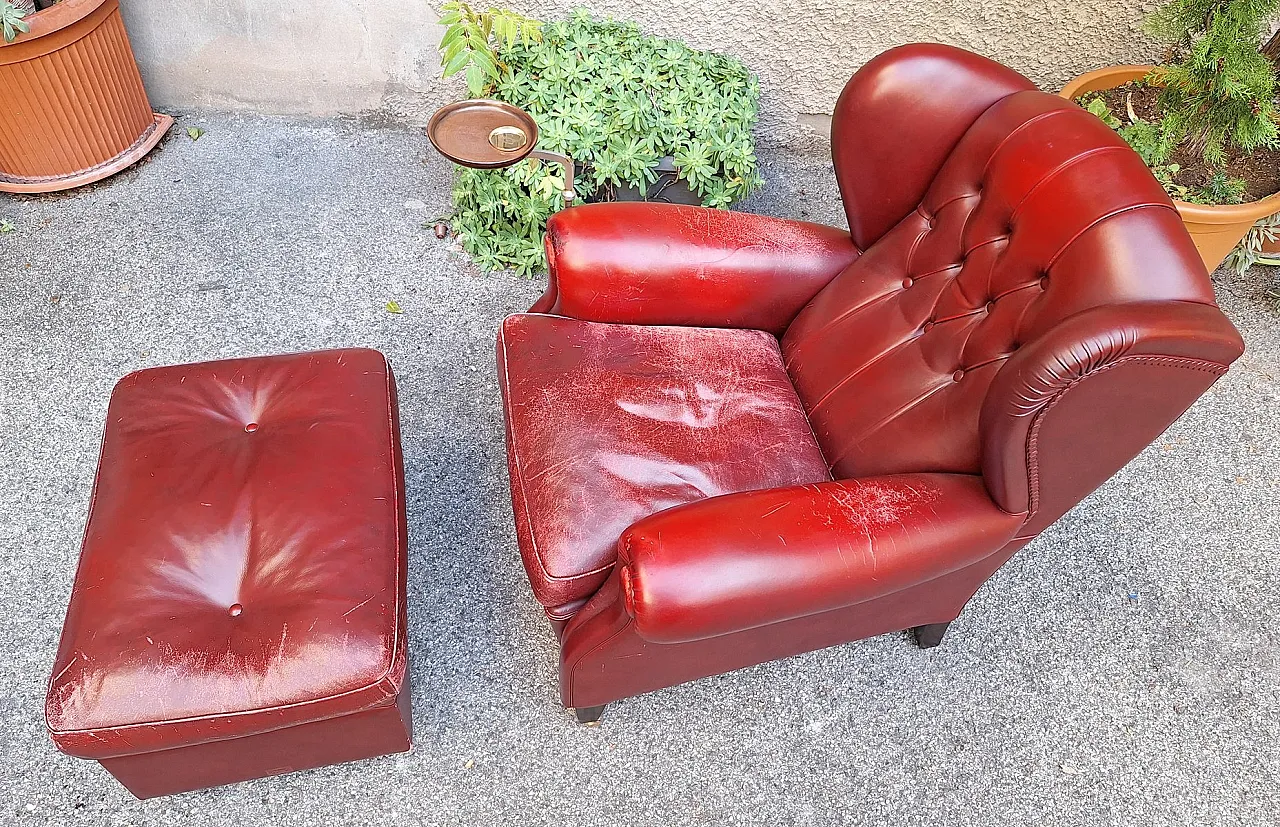 Armchair with pouf and ashtray by Frau for Poltrona Frau, 1980s 6