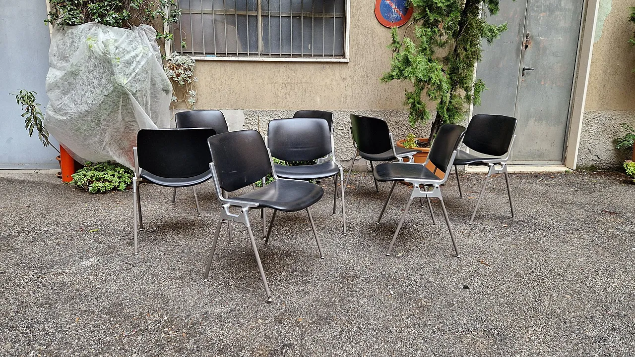 4 DSC faux leather chairs by G Piretti for Anonima Castalli, 1980s 1