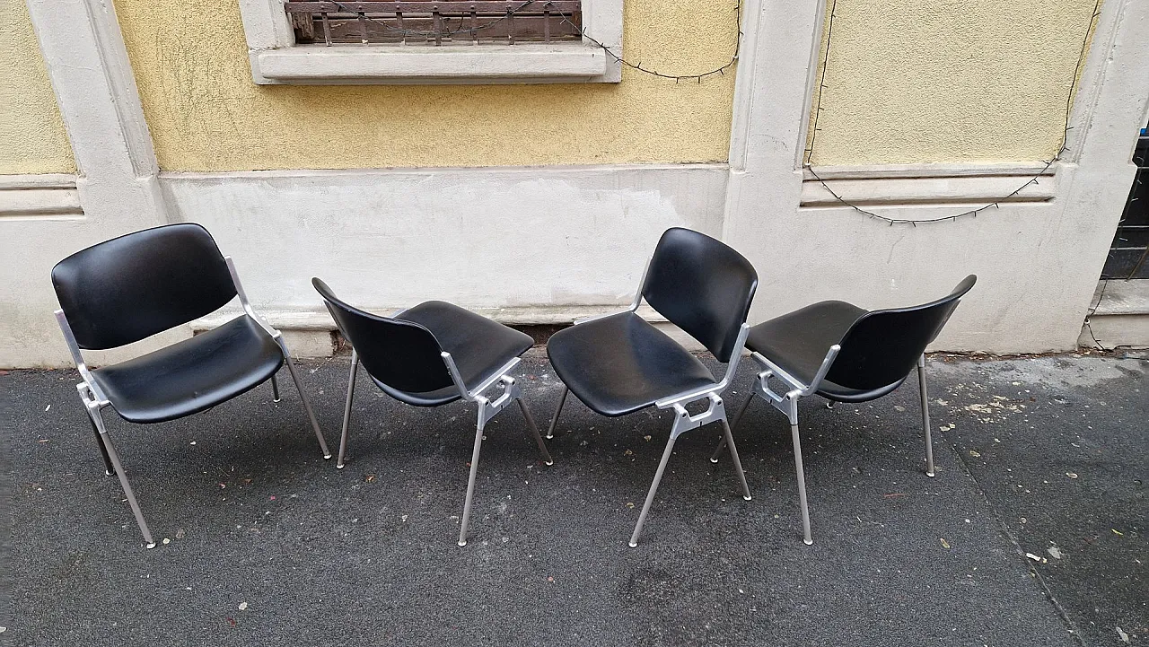 4 DSC faux leather chairs by G Piretti for Anonima Castalli, 1980s 3