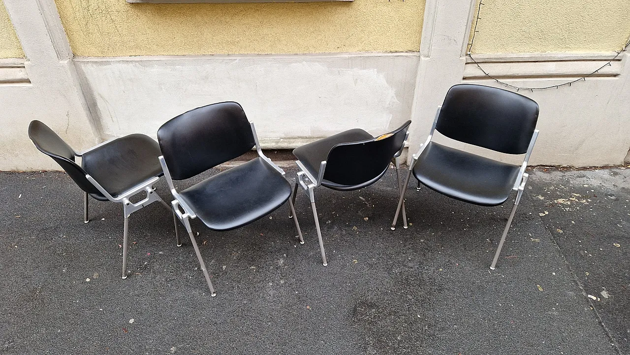 4 DSC faux leather chairs by G Piretti for Anonima Castalli, 1980s 13