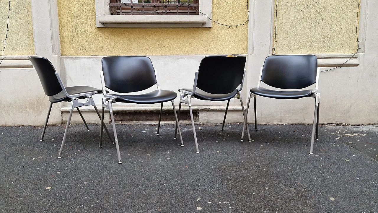 4 DSC faux leather chairs by G Piretti for Anonima Castalli, 1980s 14