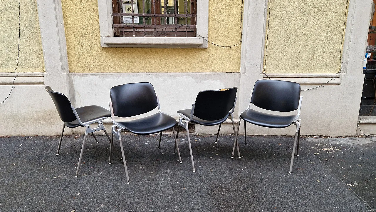 4 DSC faux leather chairs by G Piretti for Anonima Castalli, 1980s 15