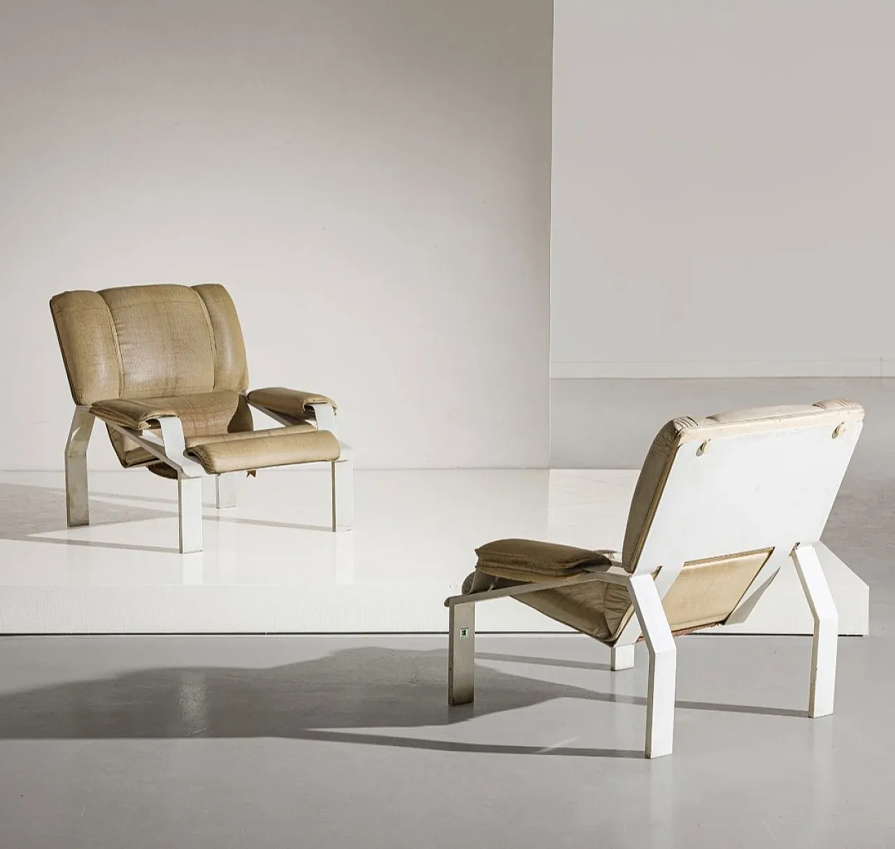 Armchairs Model Lem in Gbianca Leather by Joe Colombo for Bieffeplast, 1960s, Set of 2 1