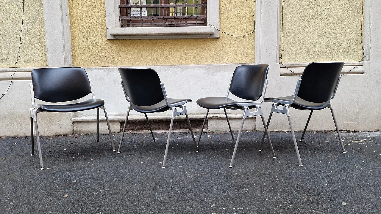 4 DSC faux leather chairs by G Piretti for Anonima Castalli, 1980s 20