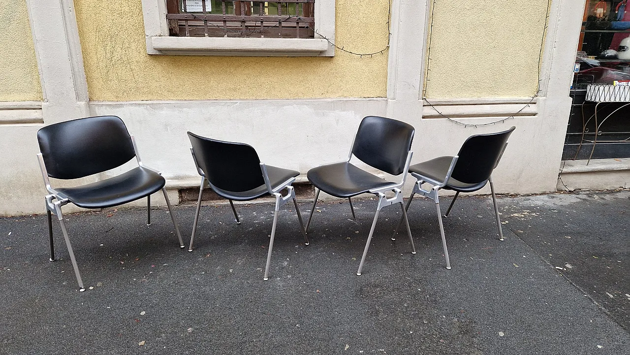 4 DSC faux leather chairs by G Piretti for Anonima Castalli, 1980s 21