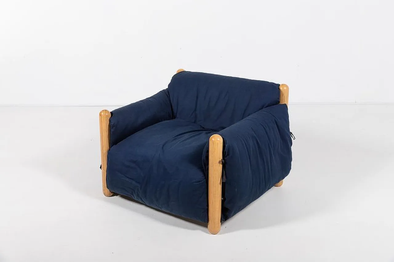 Wooden leg armchair by Enzo Mari for Driade, 1970s 1