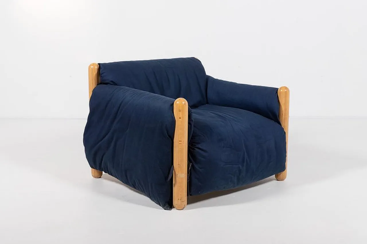 Wooden leg armchair by Enzo Mari for Driade, 1970s 3