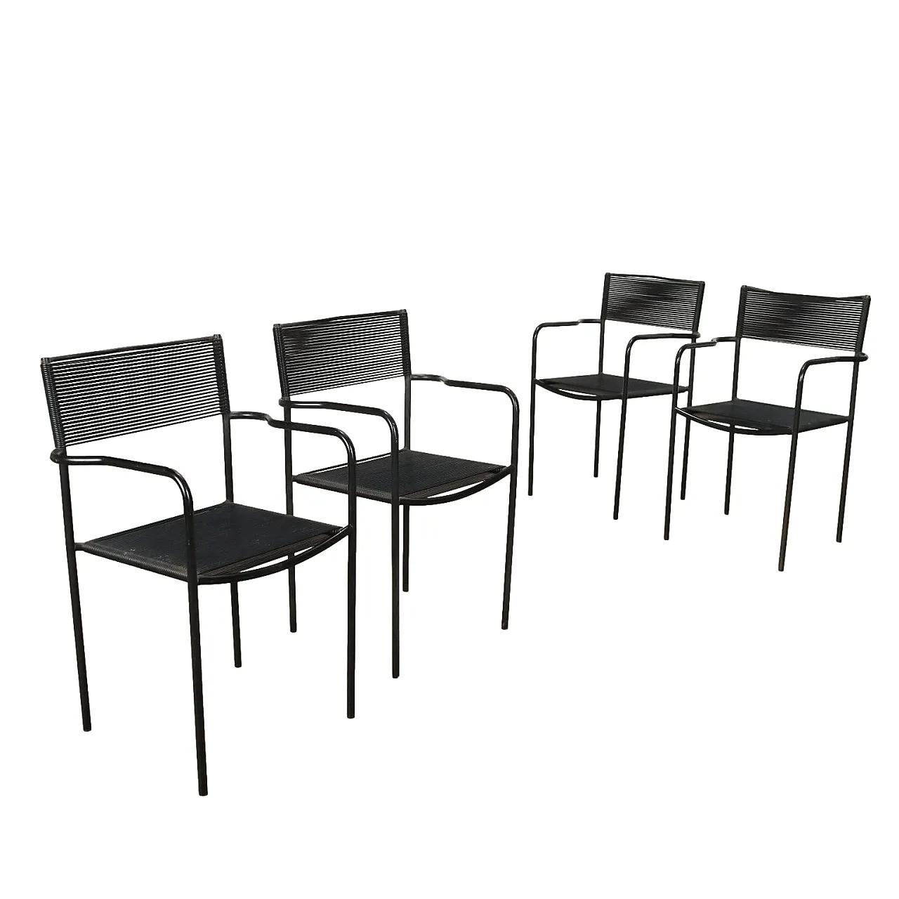 4 Spaghetti chairs by G. Belotti  for Alias in plastic metal, 1980s 1