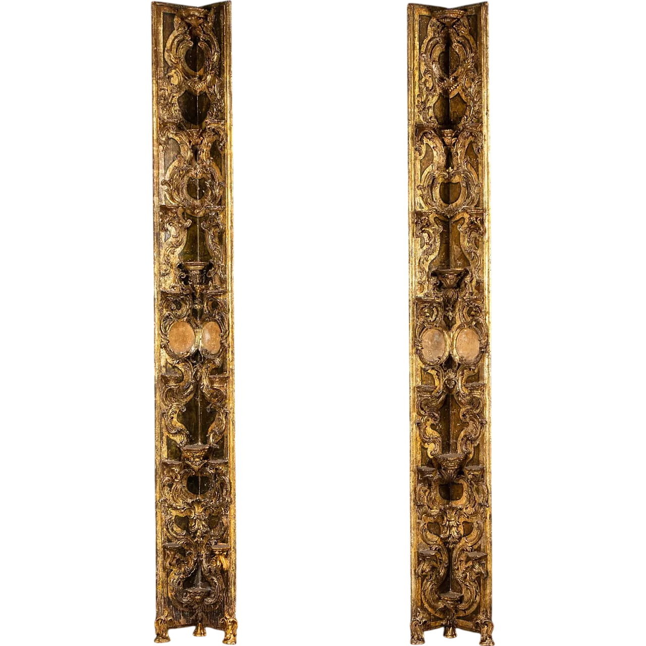 Sicilian corner pilasters carved wood, 18th Century 2