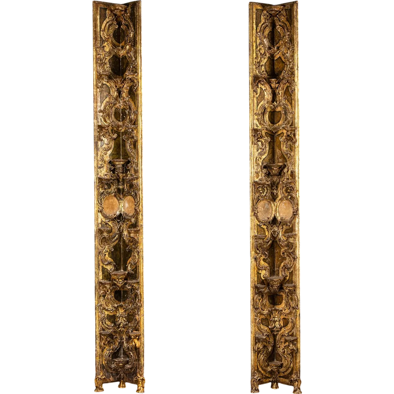 Sicilian corner pilasters carved wood, 18th Century 3