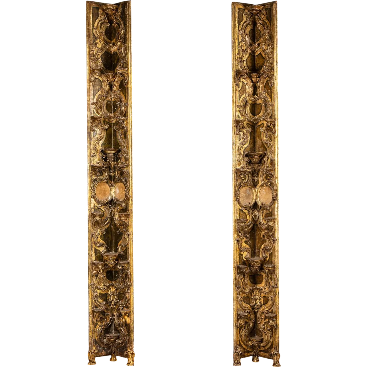 Sicilian corner pilasters carved wood, 18th Century 4