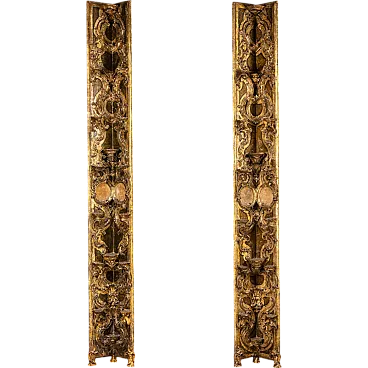 Sicilian corner pilasters carved wood, 18th Century