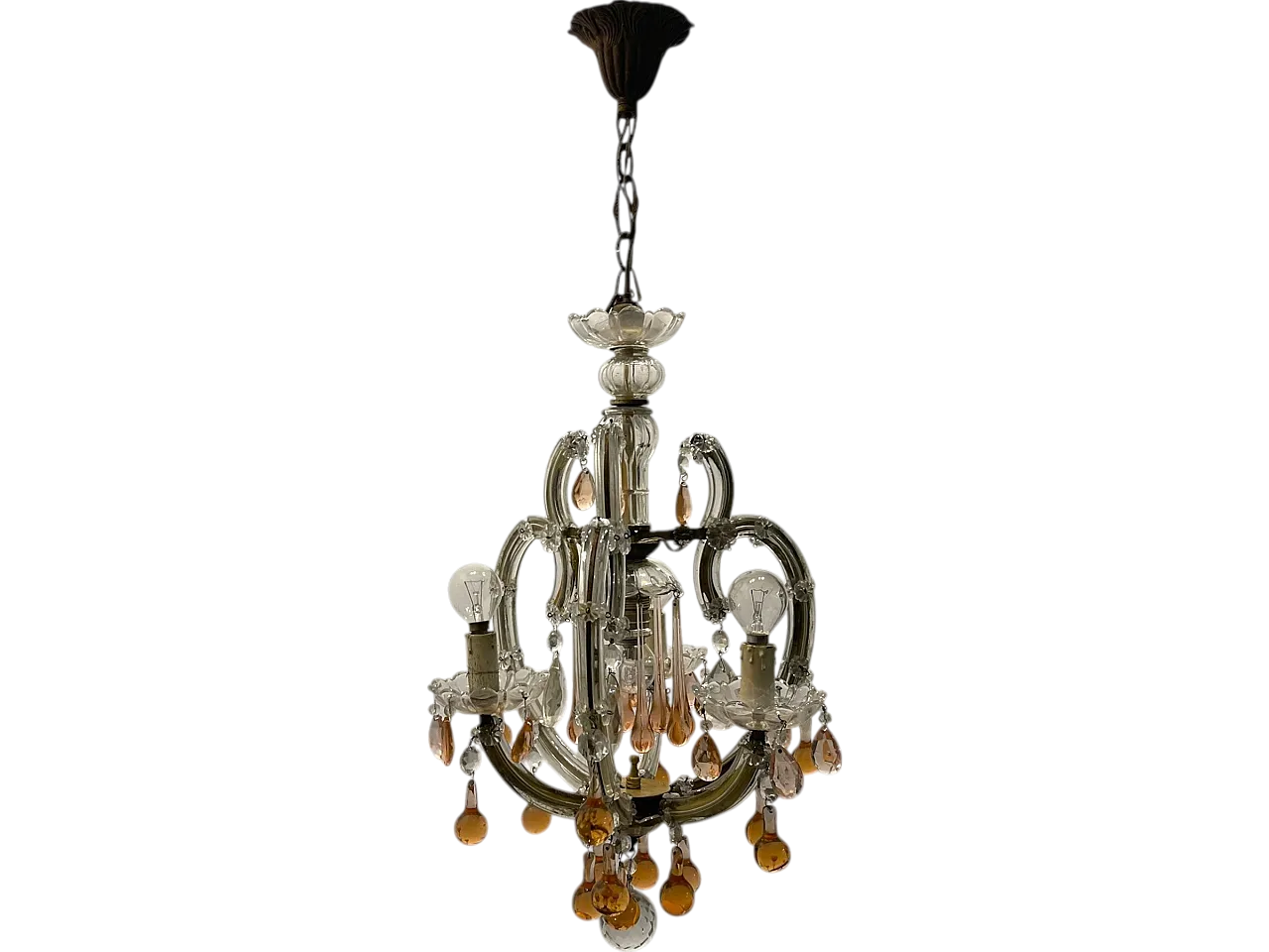 Pink Murano Glass Tear Drop Chandelier, 1950s 15